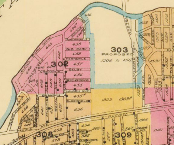 The answer to our mystery might be found in this fire insurance plan map of the area from 1945.