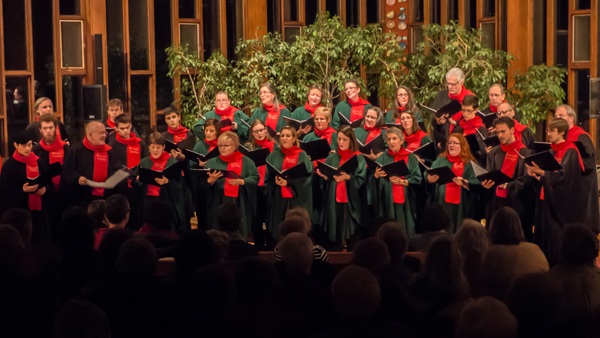 The Stairwell Carollers is a 30-member a cappella Ottawa choir, who sing sacred and secular renaissance music, as well as traditional and new Christmas carols. The choir includes Kitchissippi residents Nikki Faris-Manning (front row, 5th from the right) and Andrew Jones (back row, 2nd from the left). Photo by Al Goyette.