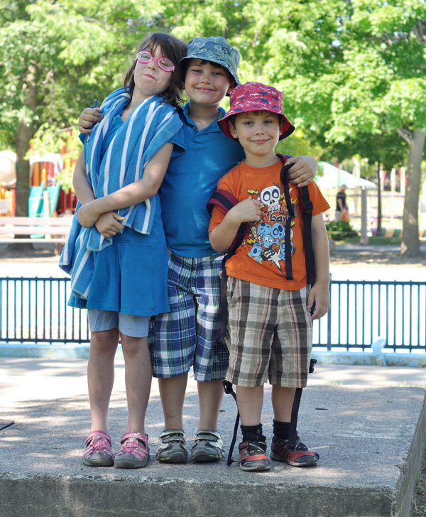 Mackenzie Pollock (8) and her brothers Campbell (7) and Christopher (5) are more than ready to kick off the summer at Dovercourt. Photo by Andrea Tomkins