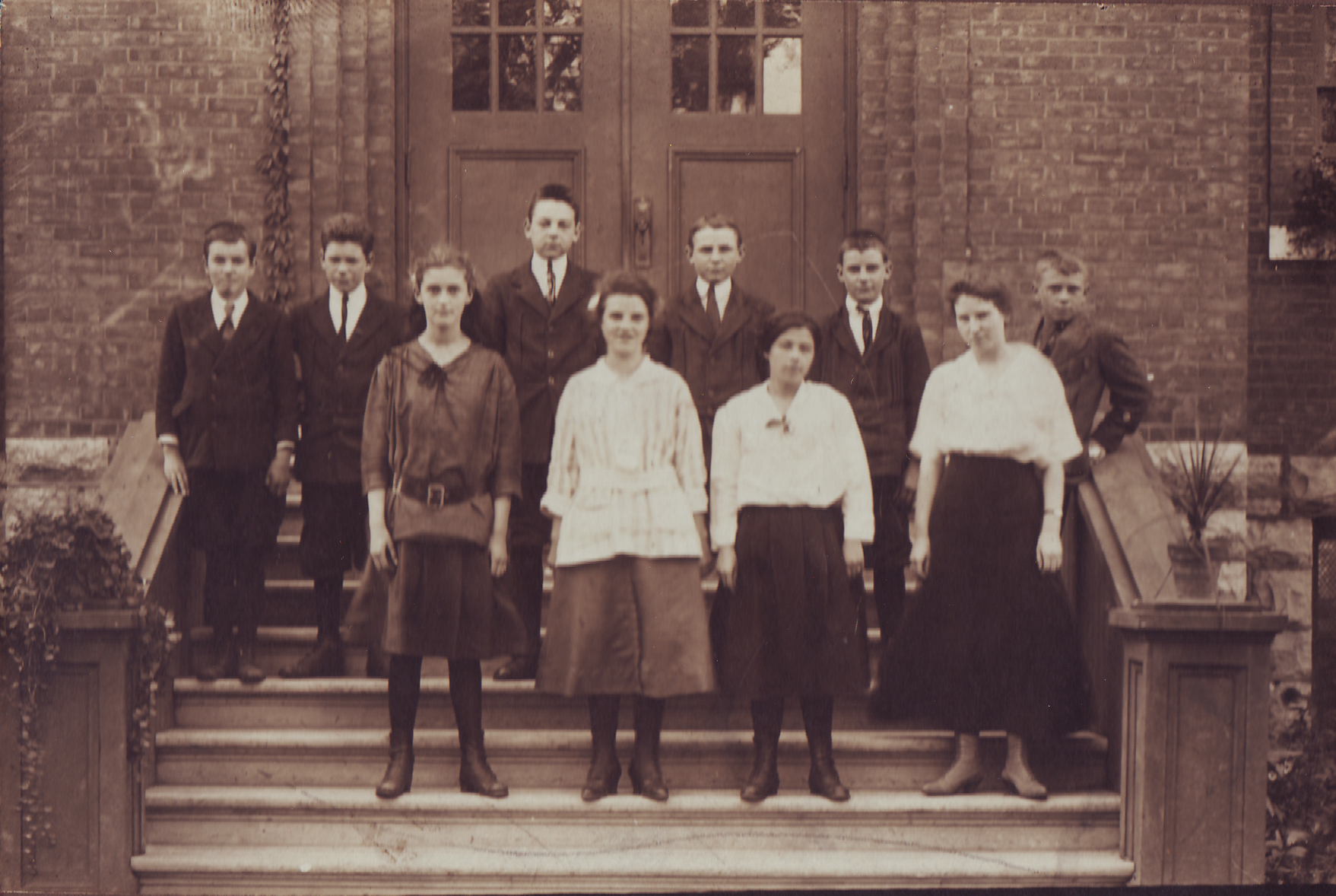 The Nepean HS building may be celebrating its 100th anniversary in 2023 but the school itself actually turned 100 years old this month. This class photo from 1916 is of the first continuation class and was taken on the front steps of the old Churchill Public School. Left to right, top row: Harold Leech, Ernest Halpenny, Carl Hawn, Douglas Young, Willie Pell and Willie Moore. Bottom row: Catherine Richards, Ethel Pell, Muriel Rich and Miss King (teacher).