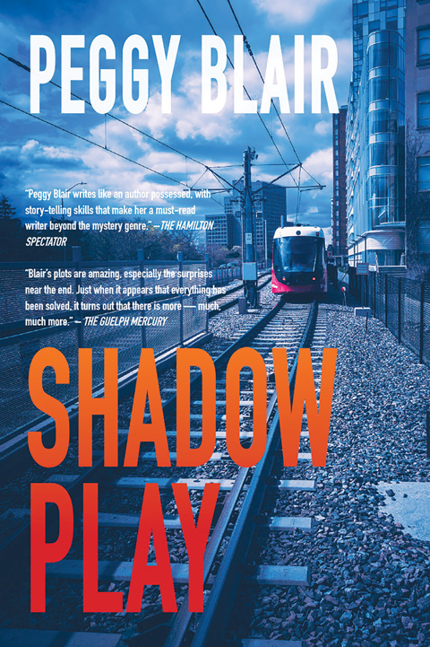 The cover of shadow play showing an LRT train. 