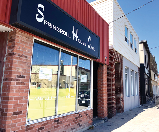 The outside of Springroll House Cafe on Wellington Street on a sunny day in March