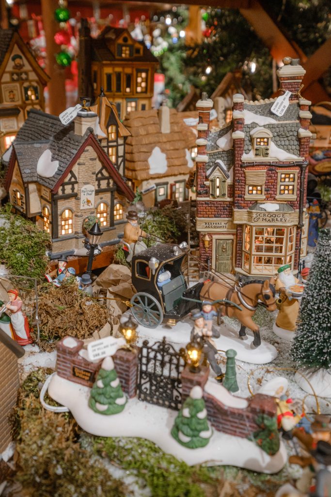 A collectible holiday village at Tinseltown.