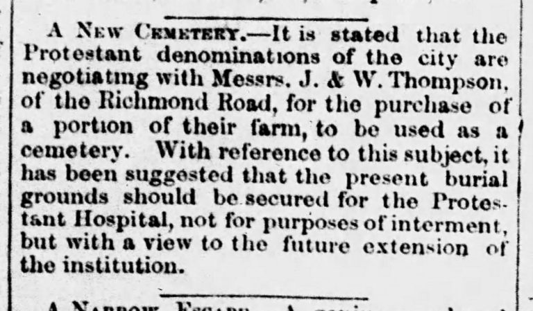 A black and white newspaper clipping discussing the debate about the placement of the Ottawa cemetery in the April 22 edition of the Ottawa Daily Citizen|A black and white newspaper clipping discussing the debate about the placement of the Ottawa cemetery in the May 5