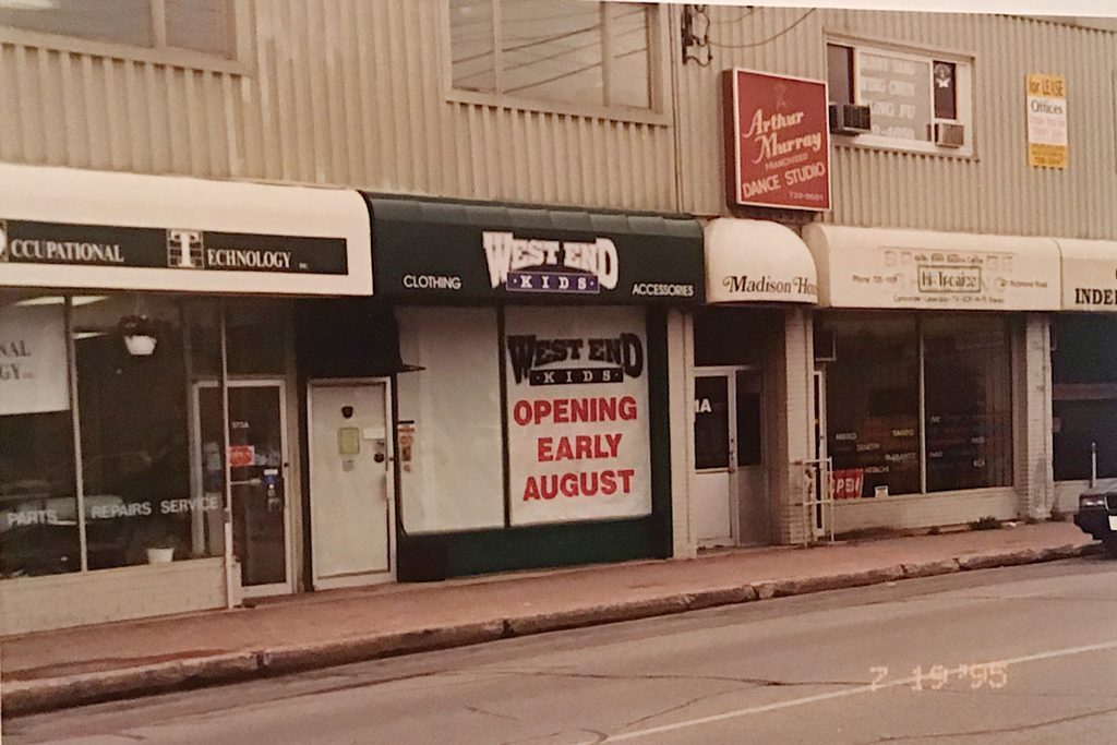 A 1995 photo of the exterior of West End Kids in Westboro just before the store opened.