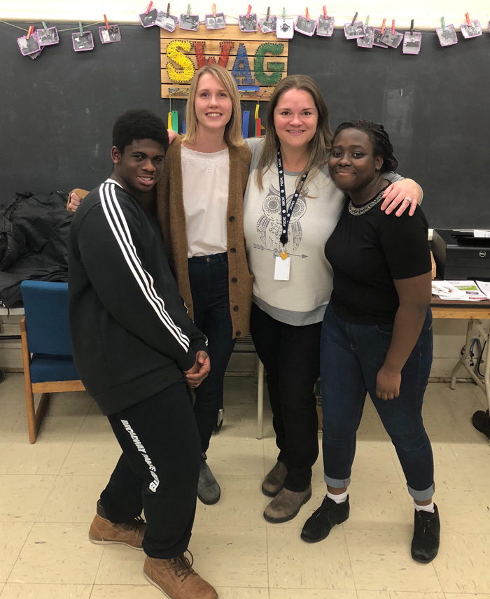 SWAG Team members Notre Dame student Julian Quansah, youth worker Dana Elders, student and parent support worker Marta Clark and Glebe Collegiate student Bizuri Rwentambo. Photo courtesy of SWAG