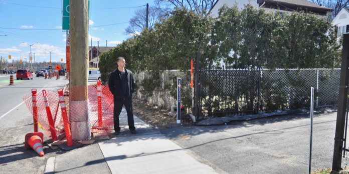 Hydro Pole installed in driveway|Ottawa Hydro installed a hydro pole on this driveway|