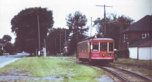 Streetcar headed west on Byron just west of Harmer