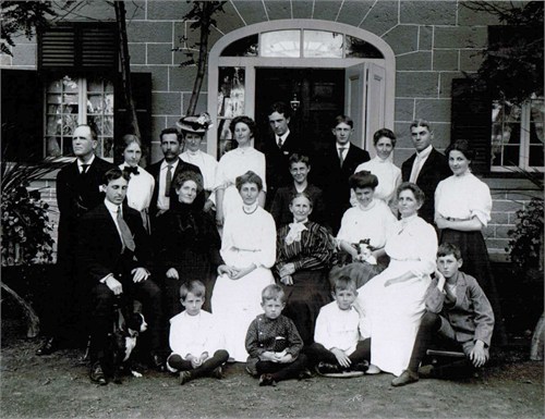 This family photo of the Cole & Rochester clan was taken during a wedding which took place at Maplelawn in 1907.