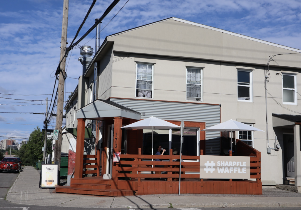 The exterior of Sharpfle Waffle’s new location.