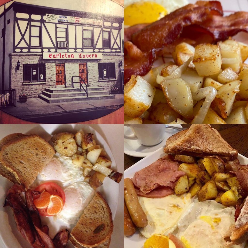 A collage of various foods the Carleton Tavern has on their menu.