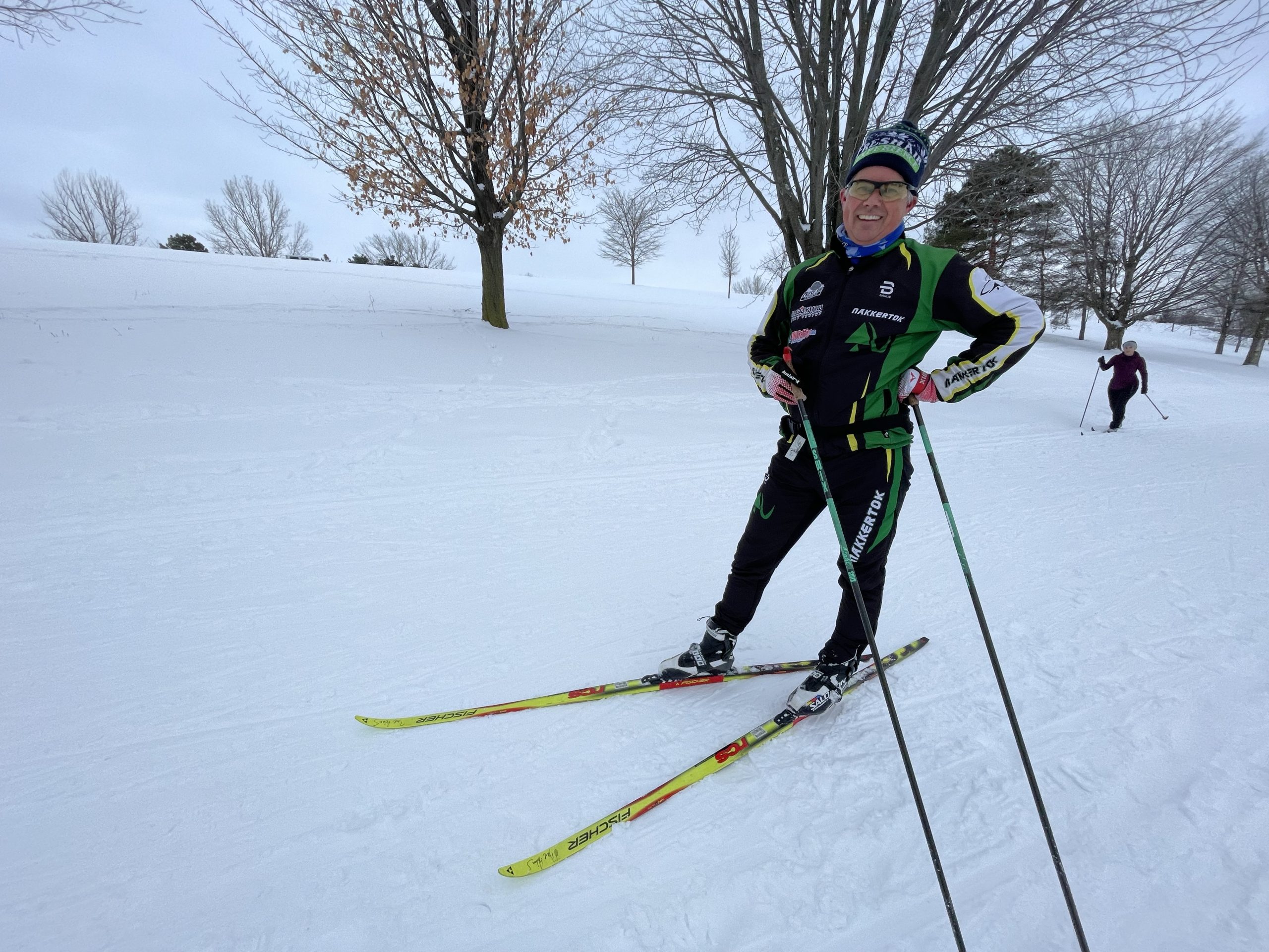 Dave poses for a photo while going cross country skiing. 