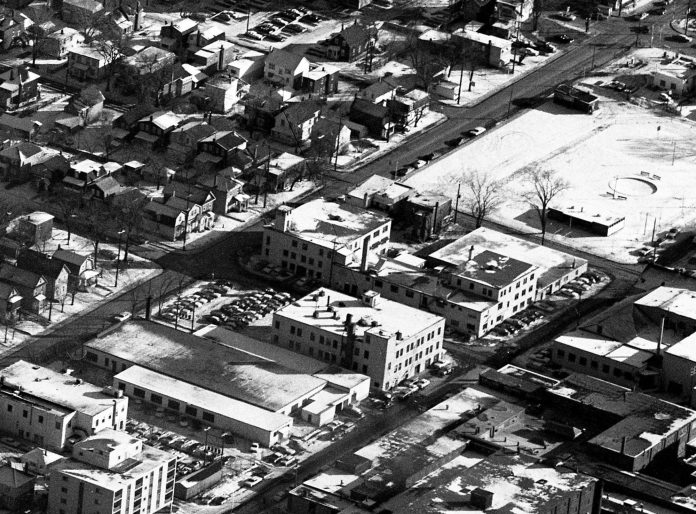 The Parkdale Market area as seen from the air in 1965. Credit: CA-1985.