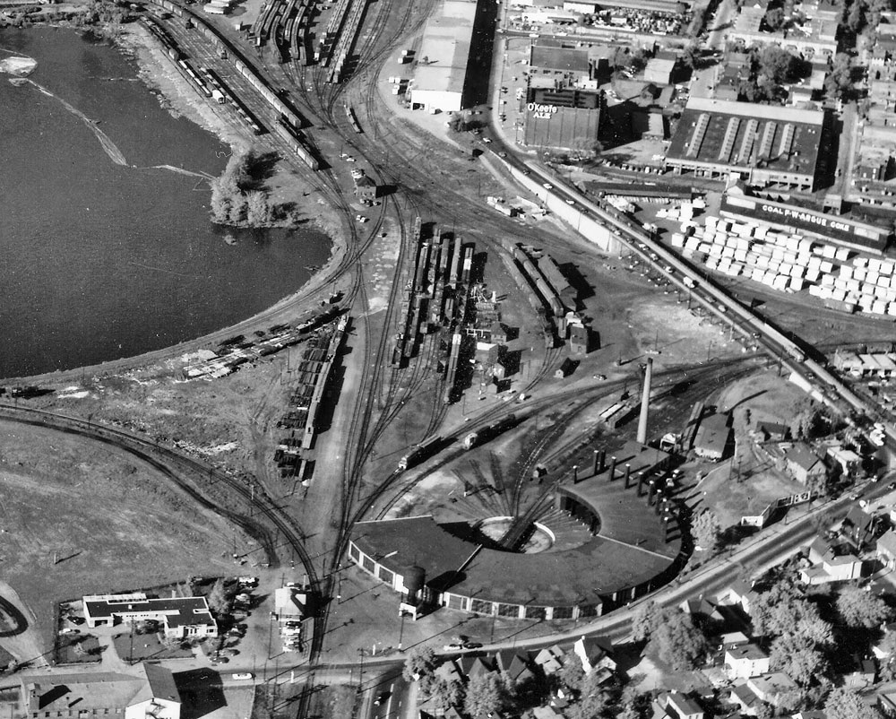 An Ariel view of a roundhouse  