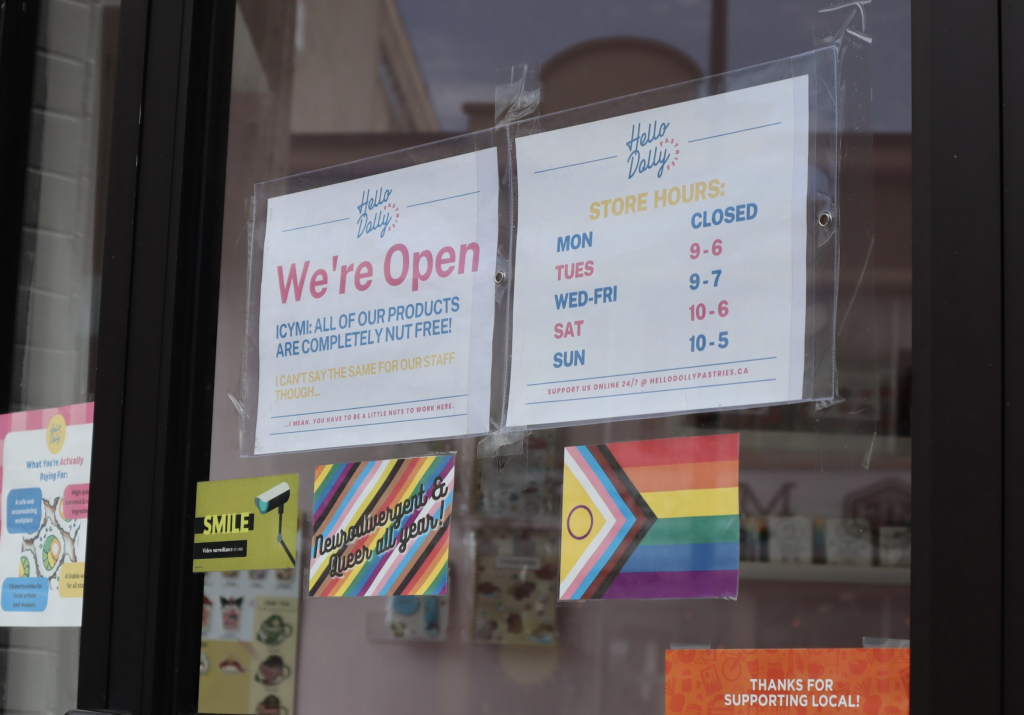 The front door of Hello Dolly Pastries. 