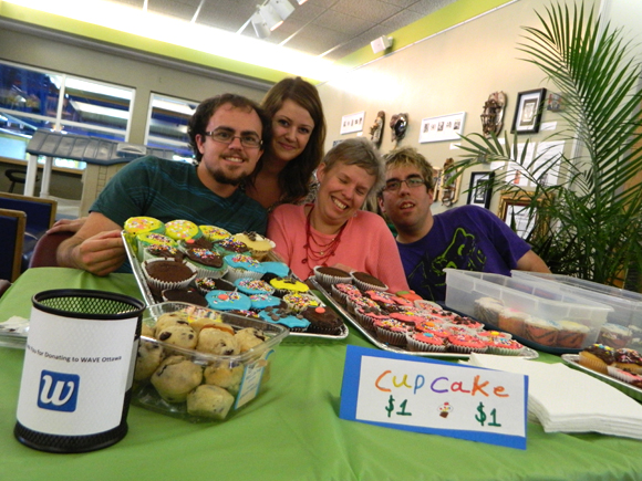 Edward King, Holly Martin, Jill Louise Goddard and Matthew McMahon took part in a bake sale to raise money for WAVE Ottawa. Photo by Kristy Strauss.