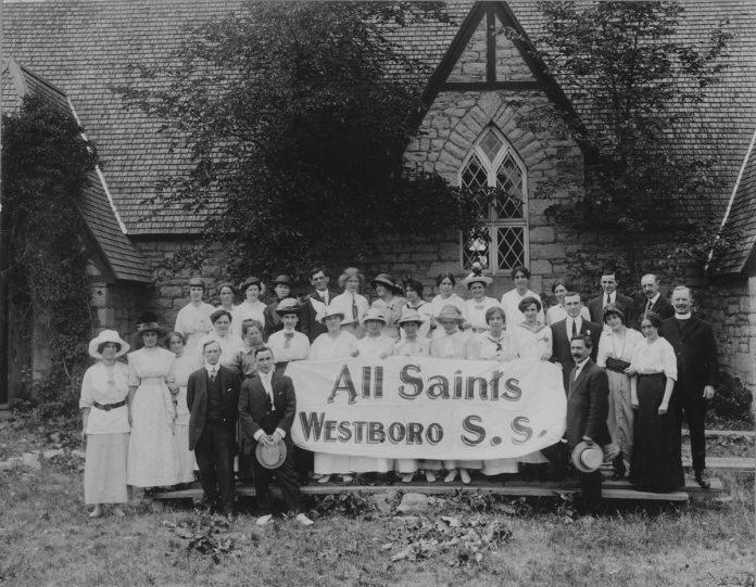 |||||The original All Saints’ Church was designed by Thomas Fuller and constructed in 1865. This view is facing Richmond Road. Photo courtesy of the Anglican Diocese of?Ottawa archives.