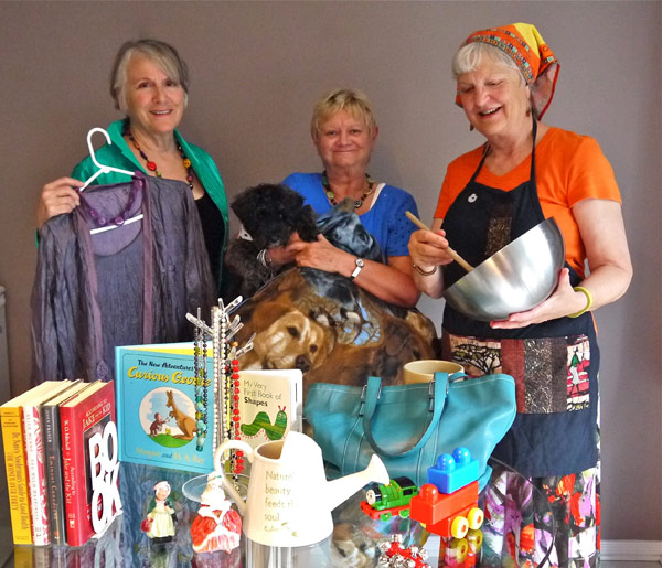 One World Grannies showing off some of the goods available for purchase at the November 14 GRAND Marketplace: Kitchissippi residents Cathy Blauer, Trudy Robertson and Marjorie Kort. 