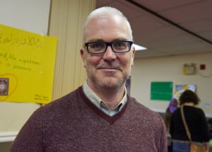 A close up of Jeff Leiper at a town hall