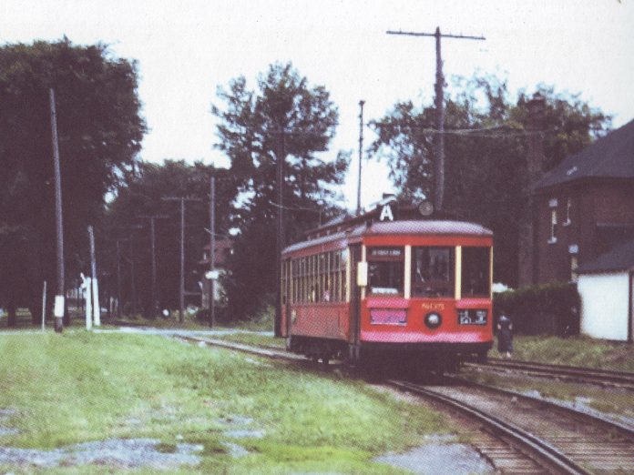 |Did you know that Byron Linear Park used to have a streetcar running through it? This photo was taken on Holland near Byron in July 1955. Courtesy of Dave Allston|