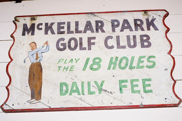 The original McKellar Park Golf Club sign now hangs in the bar of Pine Lodge Resort in Bristol, Québec. Photos courtesy of the National Air Photo Library and Joe McLean.