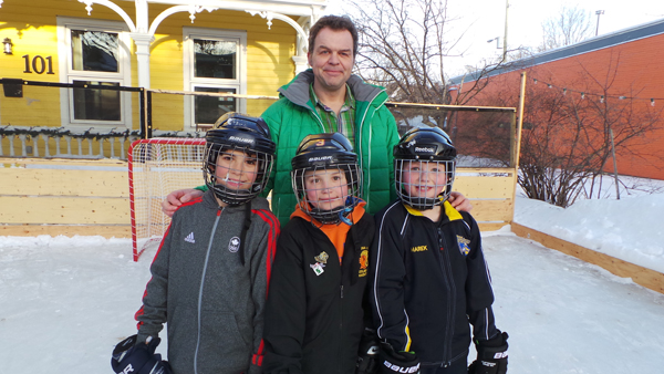  Richard Janecky, and (L-R) Owen Gorman, Matthew Sintic, and Marek Janecky. Photo by Andrea Tomkins.