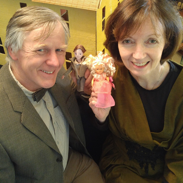 Rag & Bone Puppet Theatre’s John Nolan and Kathy MacLellan with doll characters from The Dolls’ House, an adaptation of a Rumer Godden story which will première at GCTC’s Studio Theatre during March Break. Photo by Heather Jamieson