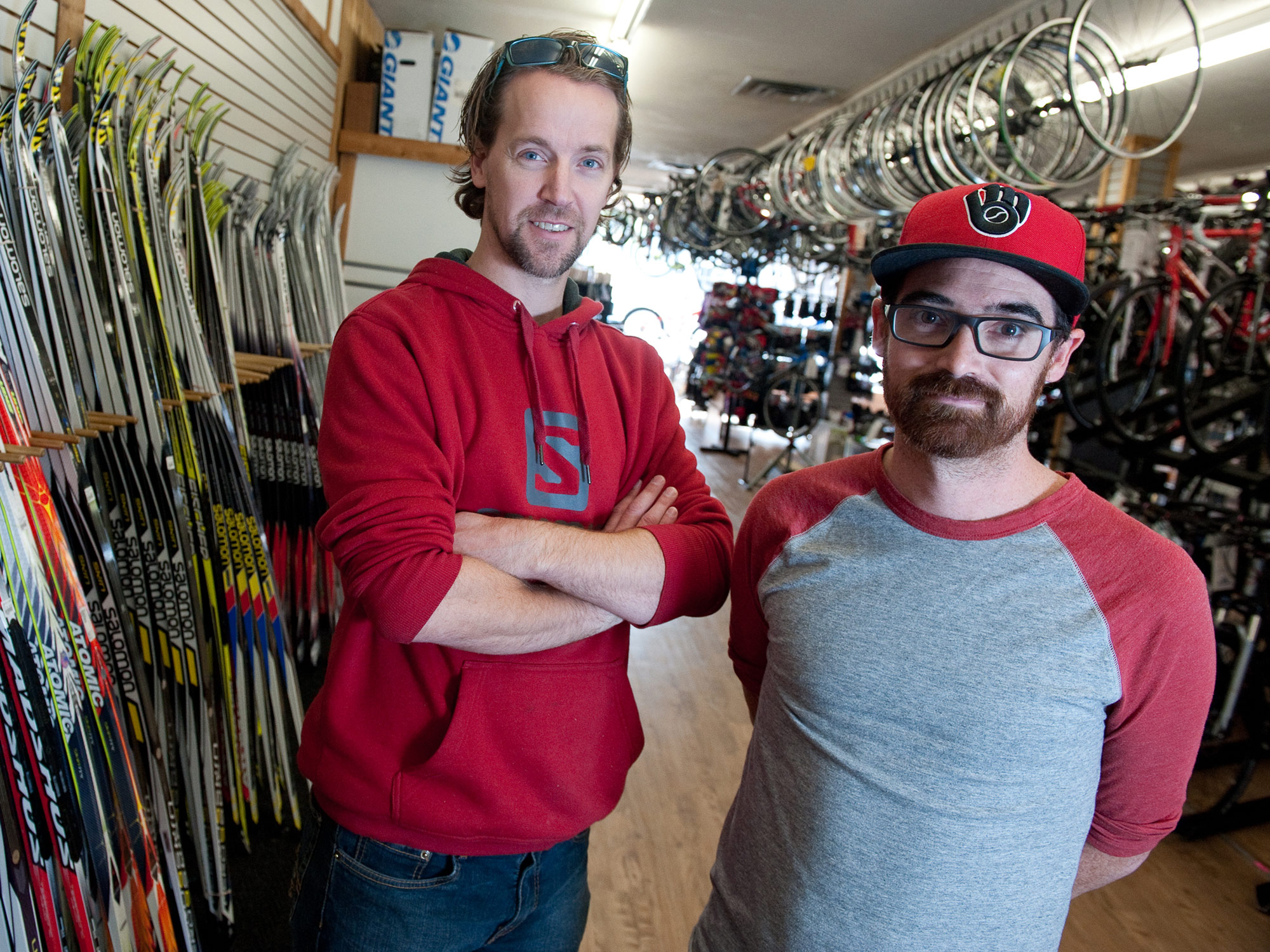 Co-owner Jon Digney on the left with Store Manager Duncan Beard at Fresh Air Experience.