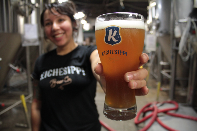 Kichessippi Beer’s Jessica Trout shows off their German-style Heffeweizen at the K Beer brewery on 866 Campbell Ave., just outside Kitchissippi ward borders.