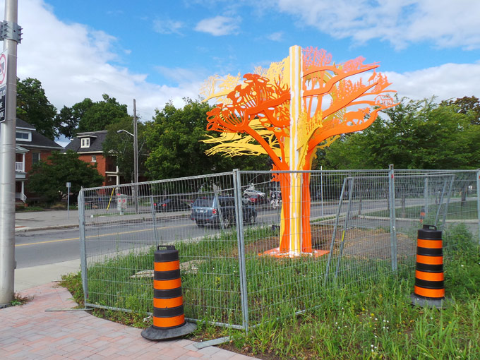 A new sculpture is close to completion at the corner of Churchill and Byron Avenues. Photos by Andrea Tomkins