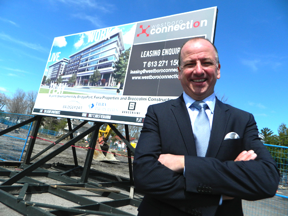 Hugh Gorman, principal at BridgePort Realty Capital Partners, officially broke ground at the new Westboro Connection development on McRae Avenue on May 5. Nearby residents want “as painless a procedure as possible.” Photo by Kristy Strauss.