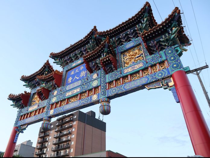 The Chinatown archway near Bronson Avenue.