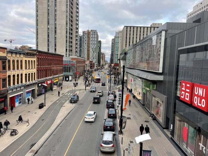 Rideau Street as seen from the Rideau Centre.