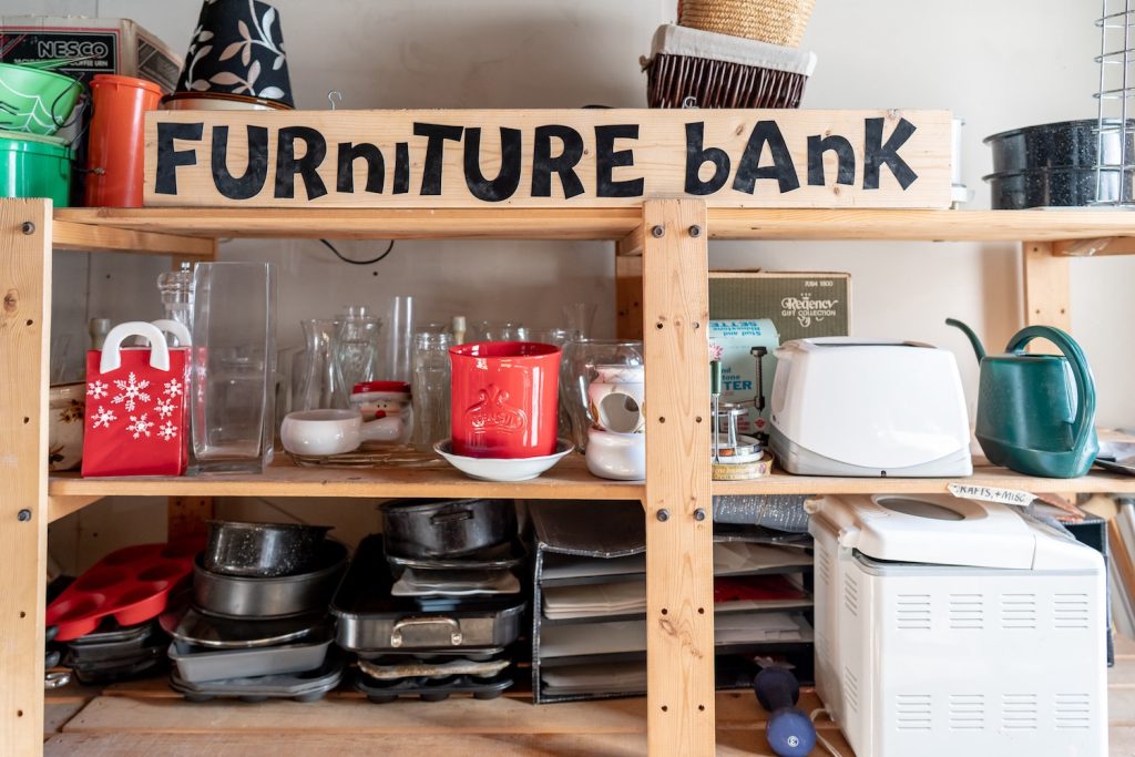 Household items on a shelf.