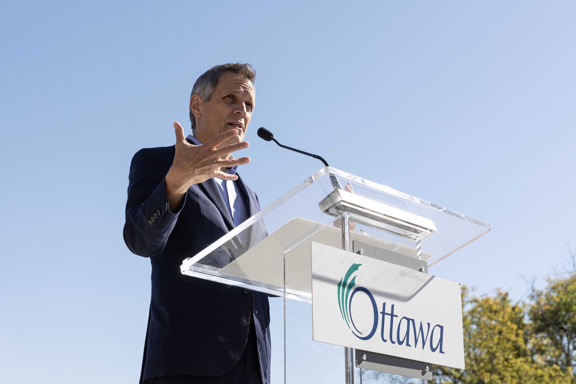Mark Sutcliffe speaks at a campaign event